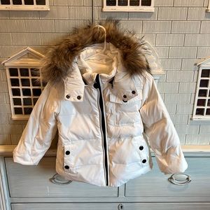 Sanmio Girls White with Black Detail Winter Puffer Ski Coat 2T-3T